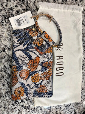 HOBO Sable Floral Leather CrossbodyOrange Blossom in Blue & Orange NWT